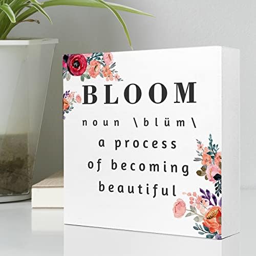Bahar masa dekoru, Çiçek İsim Tanımı Ahşap Tabela masa dekoru, Rustik Çiçekler Bahar Ahşap Blok Plak kutu işareti