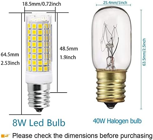 E17 LED ampuller mikrodalga altında soba ışıkları, Gün ışığı 6000K, 80W akkor eşdeğeri, Kısılabilir, 2'li Paket