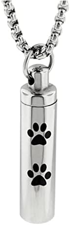 DOTUIARG Engravable Köpek / Kedi Pençe Baskı Silindir Anıt Urn Takı Kaybı Pet Keepsake Kremasyon Kolye Külleri için