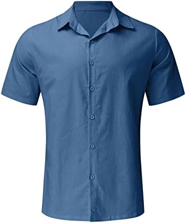 2023 Yeni Erkek Yaz Hawaii Katı Gömlek Kısa Kollu Çift Cep Turn Down Yaka Düğmesi Gömlek Erkek Egzersiz
