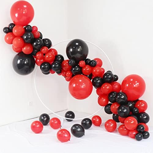 Kırmızı ve Siyah Balonlar Çelenk Kemer Kiti için Kırmızı ve Siyah Doğum Günü Parti Süslemeleri-Kırmızı ve Siyah Balonlar