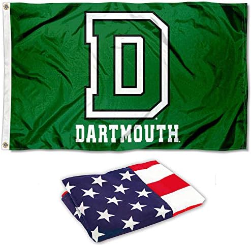Dartmouth Büyük Yeşil Atletik Logo Bayrağı ve ABD 3x5 Bayrak Seti