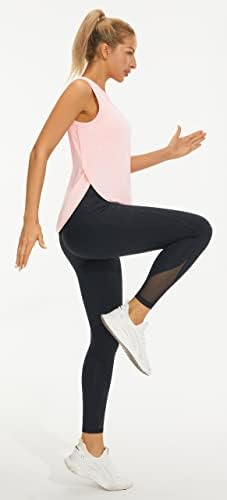 Buz İpek Egzersiz Tankı Üstleri Kadınlar için Serin Kuru Kolsuz Gevşek Fit Yoga Gömlek Uzun Atletik Üstleri kadınlar