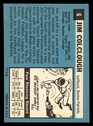 1964 Topps 6 Jim Colclough New England Yurtseverleri (Futbol Kartı) VG Yurtseverleri