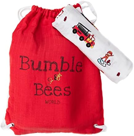 BOMBUS Arıları DÜNYASI Muslin Kundak Battaniyeleri-Sırt Çantalı 3 Paket Battaniye (40x40), %100 Pamuk, Erkek Bebek