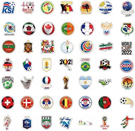 100 Adet Dünya Kupası 2022 Çıkartmalar, Futbol Sticker, Vinil Su Geçirmez Çıkartmalar Su Şişeleri için Araba Dizüstü