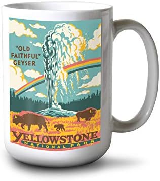 Fener Basın Yellowstone Milli Parkı, Wyoming, Explorer Serisi, Eski Sadık Şofben (15 oz Siyah Seramik Kahve ve Çay