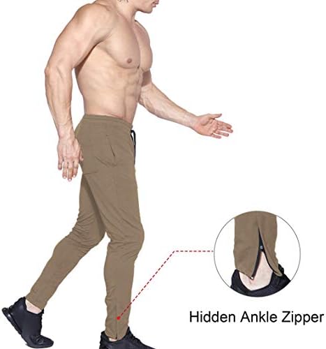 BROKİG Erkek Zip Joggers Pantolon-Rahat Spor Salonu Egzersiz eşofman altları Rahat Slim Fit Konik Sweatpants Cepler