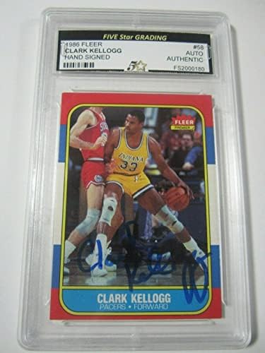 1986 Fleer Premier 58 CLARK KELLOGG İmzalı İmza Basketbol Kartı Otantik - İmzasız Basketbol Kartları
