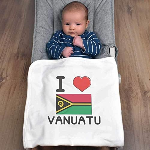 Azeeda 'Vanuatu'yu Seviyorum' Pamuklu Bebek Battaniyesi / Şal (BY00025456)
