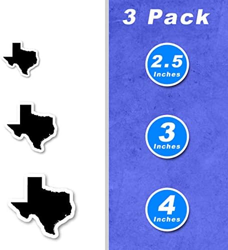 Texas Sticker Devletleri Çıkartmaları - 3'lü Paket - 2,5, 3 ve 4 İnçlik Dizüstü Bilgisayar Çıkartmaları Seti - Dizüstü