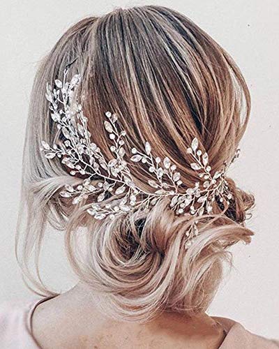 YBSHIN Gelin Düğün Saç Vine Gümüş Kristal Bantlar Çiçek Kafa Adet Boncuklu saç aksesuarı Takı Kadınlar ve Kızlar ıçin