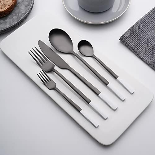Gümüş Set Sofra Takımı Çatal Bıçak takımı için 6, Modern Paslanmaz Çelik Modern Mutfak Eşyaları Sofra Seti 30 Parça