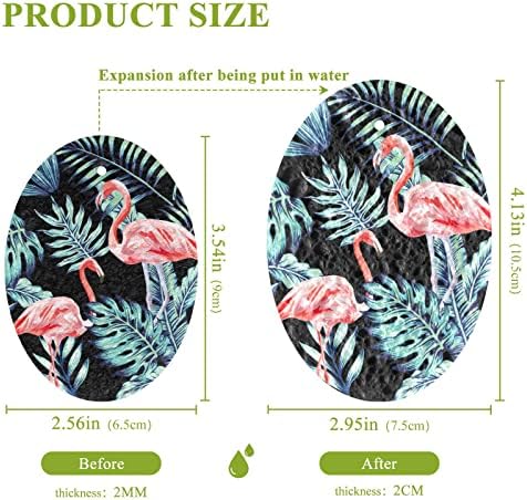 ALAZA Pembe Flamingo Orman palmiye Yaprağı Doğal Sünger Mutfak Selüloz Süngerleri Bulaşık Yıkama Banyo ve Ev Temizlik,
