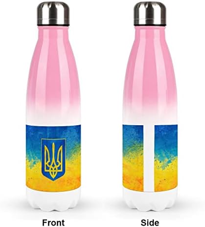 Ukrayna Bayrağı 17oz Spor Su Şişesi Paslanmaz Çelik Vakum Yalıtımlı Kola Şekli Yeniden Kullanılabilir Spor Şişesi