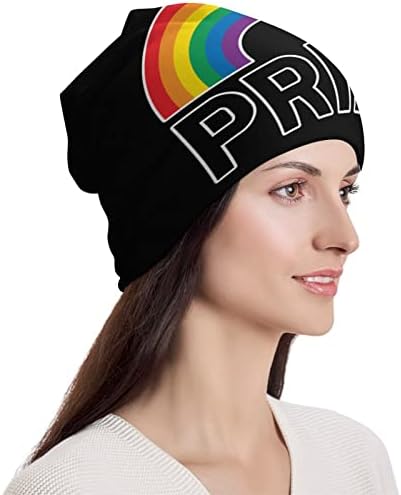 LGBT Eşcinsel Gurur Gökkuşağı Bayrağı Unisex Bere Şapka Sıcak Kafatası Kap Kazak Kap Uyku için Rahat Bir Boyut