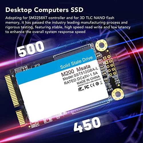 VINGVO MSATA SSD, SATA 3.0 SSD Ortalama Algoritması Hızlı 500 M Okuma Hızı Masaüstü (512 GB)
