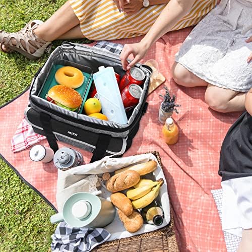 MIER Yumuşak Soğutucu Çanta, 32 Kutular Taşınabilir Soğutucu Çanta ile Üst Flap Ekstra Büyük Yalıtımlı öğle yemeği
