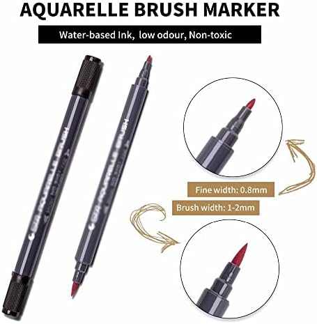 N / A Renkler Çift İpuçları suluboya fırçası işaretleyici kalem Seti Fineliner Ucu Çizim Tasarım resim kalemi Malzemeleri