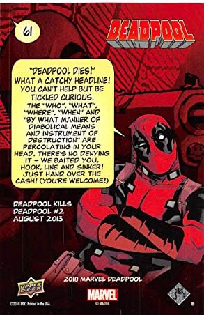 2019 Üst Güverte Deadpool 61 Büyük Tasarım Resmi Spor Dışı Ticaret Kartı NM veya Daha İyi Durumda