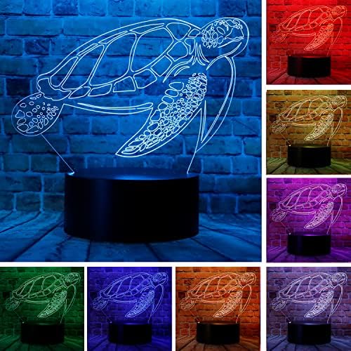 Okyanus Deniz Kaplumbağası 3D LED Optik Illusion yatak odası dekoru Kreş Masa Lambası Komik Uzaktan Kumanda ile 7