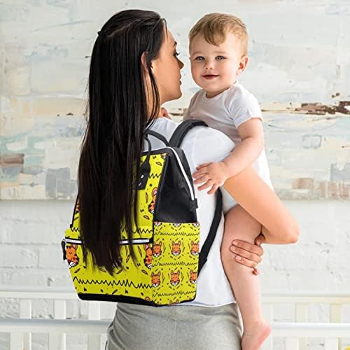 Sarı Doodle Kaplan Desen bebek bezi çantası Sırt Çantası Bebek Bezi Değiştirme Çantaları Çok Fonksiyonlu Büyük Kapasiteli