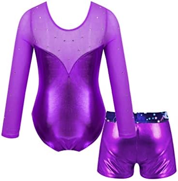 Choomomo Çocuk Kız Baskılı Jimnastik Bale Leotard Ve Ganimet şort takımı 2 adet Dans Kıyafetleri