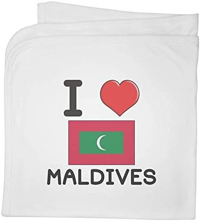 Azeeda 'Maldivleri Seviyorum' Pamuklu Bebek Battaniyesi / Şal (BY00025411)