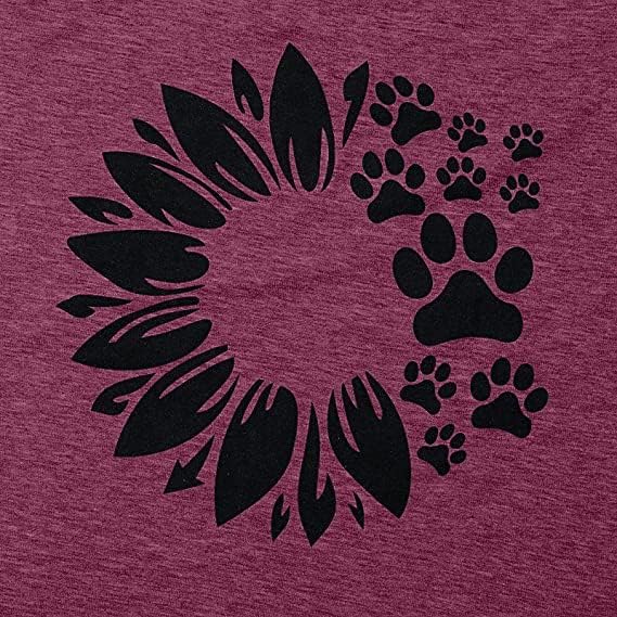 SFHFY Ayçiçeği Tank Top Kadınlar için Köpek Pençe Baskı Kolsuz Gömlek Sevimli Köpek Lover Egzersiz Üstleri Komik Pet