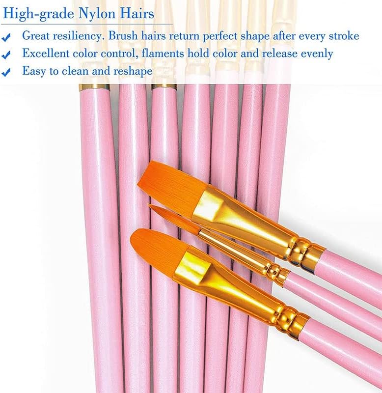 WYKDD 20 adet boya fırçası Seti Yuvarlak Sivri Ucu Boya Fırçaları Naylon Saç Sanatçısı Akrilik Yağ Suluboya (Renk: