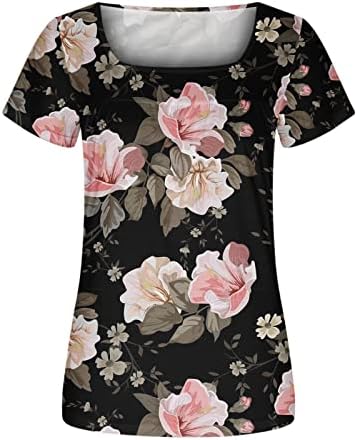 Kadın Gizlemek Göbek Üstleri 2023 Yaz Tunik Gömlek Kısa Kollu T Shirt Uzun Flowy Tshirt Çiçek Baskı Rahat Şık Bluzlar