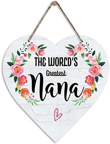 Büyükanne Hediyeler dünyanın En Büyük Nana Ahşap Asılı Kalp Şeklinde Plak Ahşap İşareti Rustik Dekor Duvar Asma Mevcut