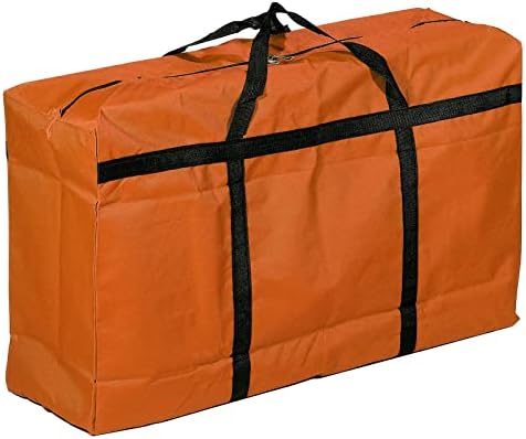PATİKİL fermuarlı saklama kutusu, 125L Kapasiteli Katlanabilir Ağır Hareketli Bez Çantalar Yatak Takımları için, Turuncu