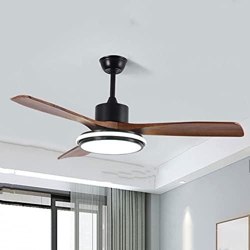 ACLBLK Siyah İskandinav masif ahşap fan lambası Sadelik Akrilik ışıklı tavan fanı LED Ev Yatak Odası masif ahşap Fan