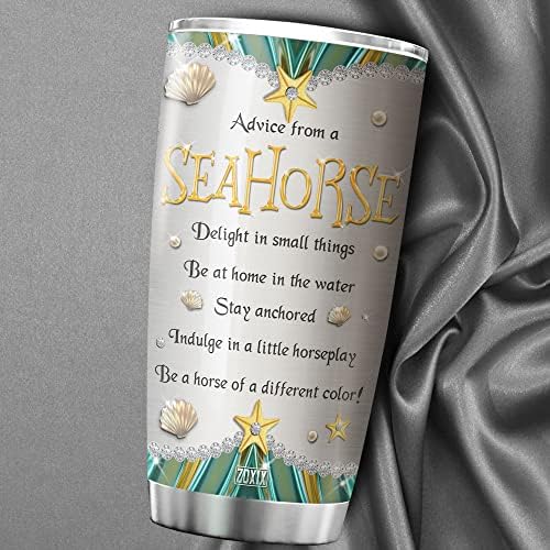 ZOXIX Tavsiye Bir Denizatı Kahve kapaklı kupa Takı Tarzı Deniz Okyanus Yaşam Tumblers Paslanmaz Çelik Bardak 20 oz