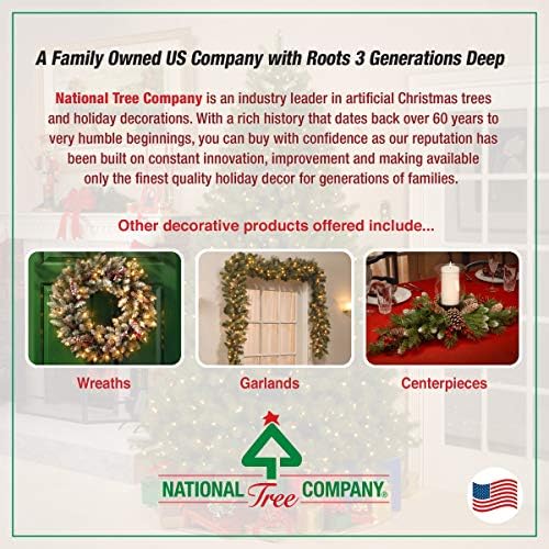 Ulusal Ağaç Şirketi Yapay Noel Çelengi, Yeşil, Yaprak Dökmeyen, Buzlu Dallarla Süslenmiş, Top Süsleri, Meyve Kümeleri,