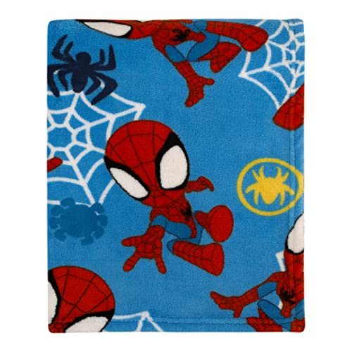 Marvel Örümcek Adam Duvar Paletli Kırmızı, Beyaz ve Mavi Örümcek Ağları Yürümeye Başlayan Battaniye