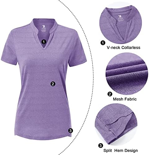 JHMORP kadın Kuru Fit Golf polo gömlekler Kısa Kollu V Boyun Egzersiz Atletik T-Shirt