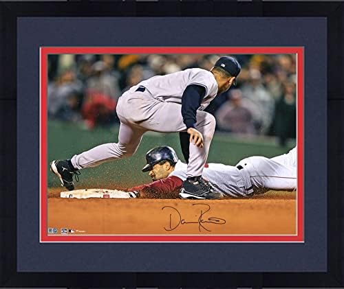 Çerçeveli Dave Roberts Boston Red Sox İmzalı 16 x 20 2004 ALCS Fotoğrafı Çaldı - İmzalı MLB Fotoğrafları