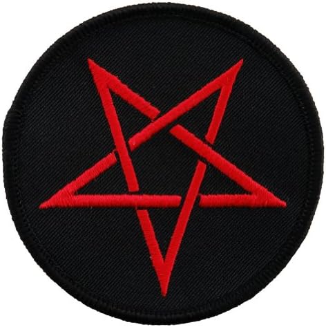 Kırmızı Pentagram Yıldız İşlemeli Yama Demir-On Evil Pentagramı Wicca Sembolü