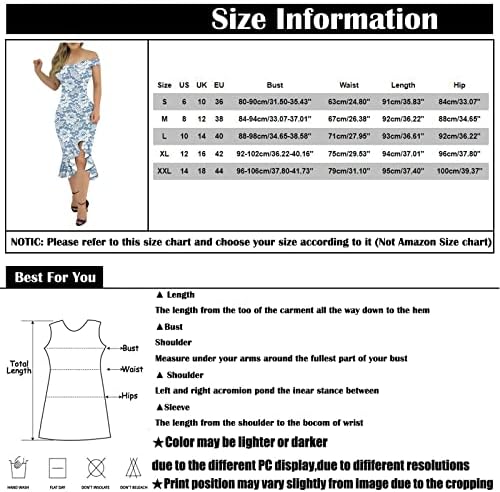 Kadınlar için Kısa Kollu Elbise, Bayanlar Kapalı Omuz Fırfır Etek Kokteyl Elbisesi Zarif Midi Gece Elbisesi
