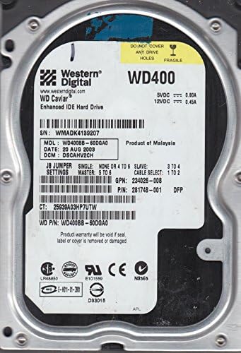 WD400BB-60DGA0, DCM DSCAHV2CH, Batı Dijital 40 GB IDE 3.5 Sabit Disk