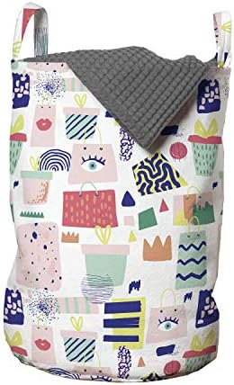 Ambesonne Modern Çamaşır Torbası, Doodle Alışveriş Çantaları Hediye Kutuları ve Hediyeler Kutlama Girly Dudaklar İllüstrasyon,