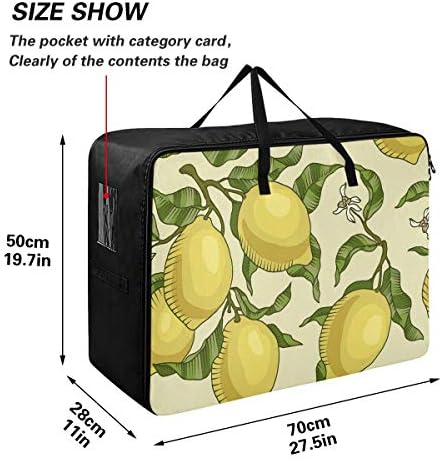 N / A Yatak Altı Büyük Kapasiteli saklama çantası-Yaz Meyve Limon Yorgan Giyim Organizatör Dekorasyon Konteyner Fermuar