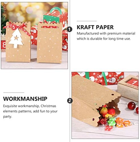 DOITOOL Kağıt Hediye Kutuları 12 adet Noel Kraft Kağıt Hediye Kutusu Noel Partisi Tedavi Şeker Torbaları Alışveriş