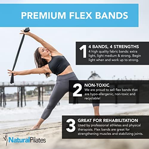 Doğal Pilates Flex Band 4 Seviyeleri Direnç Bantları Egzersiz Bantları için Fizik Tedavi, Yoga, Pilates, Rehabilitasyon
