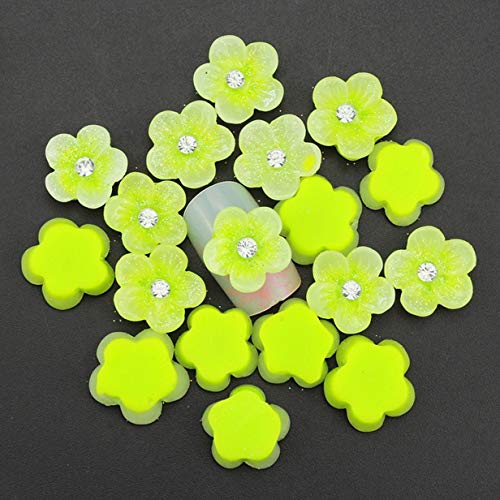 20 Adet Güneş Çiçekler Çiviler Sanat Rhinestone 3D Neon Yeşil Profesyonel Kristaller Boncuk Tırnak Tasarımları Önemli
