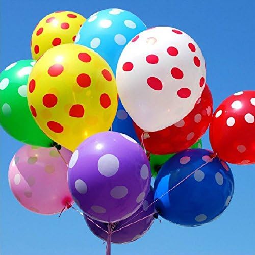 PeStary 50 Ct 12 inç Polka Dot Balonlar Gökkuşağı Çeşitli Lateks Parti Balon Dekorasyon Doğum Günü Hava topları (Çok