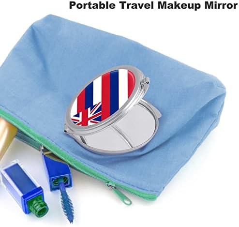 Hawaii Bayrağı Kompakt Cep Aynası Taşınabilir Seyahat Kozmetik Ayna Katlanır Çift Taraflı 1x/2x Büyüteç