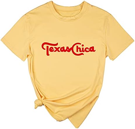 Ykomow Texas Chica Gömlek Bayan Vintage Devlet Texas Aşk Grafik Tees